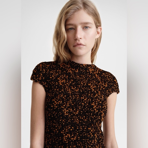Toteme Dresses & Skirts - Totême Black & Orange Smocked Top NWT
